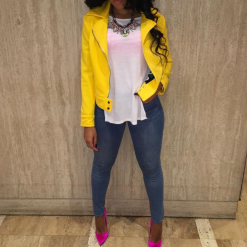 Stylish Ralph Lauren Denim Moto Jacket in yellow